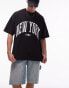 Topman extreme oversized fit t-shirt with New York print in black