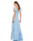 ფოტო #3 პროდუქტის Women's Ieena Flounce Short Sleeve Satin A Line Gown