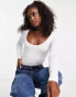 New Look scoop neck long sleeved top in white