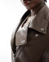 Фото #4 товара ASOS DESIGN oversized biker jacket in rich chocolate