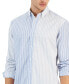 Фото #3 товара Men's Mixed Stripe Long Sleeve Button-Down Oxford Shirt, Created for Macy's