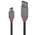 Фото #5 товара Lindy 0,2m USB 2.0 Type A to Mini-B Cable - Anthra Line - 0.2 m - USB A - Mini-USB B - USB 2.0 - 480 Mbit/s - Black
