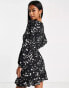 Фото #4 товара Nobody's Child Petite Serena mini tea dress in black heart print