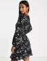 Фото #2 товара Nobody's Child Petite Serena mini tea dress in black heart print