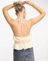 Daisy Street linen halter neck ruffle detail backless top