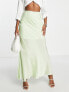 Фото #4 товара ASOS DESIGN raw edge bias maxi skirt in sage green