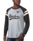 Фото #2 товара Men's Silver and Black Las Vegas Raiders Throwback League Raglan Long Sleeve Tri-Blend T-shirt