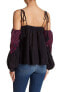 Фото #2 товара Free People 156812 Women's Vacay Vibin' Cold Shoulder Blouse Black Sz. Small