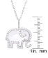 ფოტო #2 პროდუქტის Mother of Pearl Cubic Zirconia Elephant Pendant 18" Necklace in Silver Plate