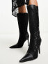 Фото #1 товара Daisy Street wavy studded knee boots in black