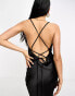 ASOS DESIGN cami maxi slip dress in high shine satin with lace up back