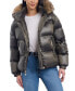 Фото #1 товара Women's Faux-Fur-Trim Hooded Bomber Puffer Coat