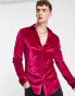 ASOS DESIGN skinny velvet shirt in bright pink