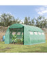 Фото #2 товара 13' x 10' x 6.5' Walk-in Tunnel Greenhouse with 2 Zippered Mesh Doors & 10 Mesh Windows, Upgraded Gardening Plant Hot House with Galvanized Steel Hoops, Green
