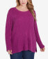 ფოტო #1 პროდუქტის Plus Size Lets Rendez-Blue Solid Long Sleeve Sweater