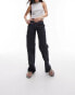 Topshop low rise straight leg cargo with oversized pockets in light grey