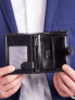 Фото #10 товара Мужское портмоне кожаное черное вертикальное на кнопке  Factory Price Portfel-CE-PR-PA-N4L-VT.13-czarny