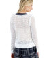 ფოტო #2 პროდუქტის Women's Cotton Mixed-Stitch V-Neck Sweater