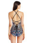 Фото #2 товара Laundry by Shelli Segal One Piece Swimsuit Printed High Neck Blue Black Multi S