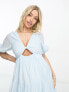 Фото #5 товара ASOS DESIGN Maternity tiered voile mini dress with twist front detail in baby blue