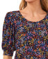 Фото #3 товара Women's Floral Print 3/4 Sleeve Scoop Neck Knit Top