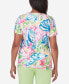 ფოტო #2 პროდუქტის Petite Miami Beach Tropical Abstract Mini Ruffle Short Sleeve Top