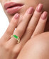ფოტო #2 პროდუქტის EFFY® Dyed Green Jade & Diamond (1/4 ct. t.w.) Openwork Ring in 14k Gold
