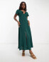 Фото #3 товара ASOS DESIGN flutter sleeve midi tea dress with buttons in bottle green