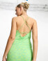 Фото #3 товара Noisy May high neck cross midi slip dress in green flower print