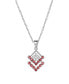 Silver-Tone Ruby Accent Triangle Pendant Necklace