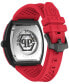 ფოტო #3 პროდუქტის Men's Automatic The Skeleton Red Silicone Strap Watch 44mm