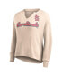 Фото #2 товара Women's Cream Distressed St. Louis Cardinals Go For It Waffle Knit Long Sleeve Notch Neck T-shirt