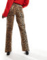 YAS high waist straight leg jeans in leopard print - MULTI