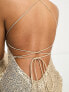 Фото #5 товара ASOS DESIGN halter lace up back maxi dress in allover sequin in gold