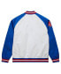 ფოტო #2 პროდუქტის Men's Hank Aaron White/Royal Atlanta Braves Cooperstown Collection Legends Lightweight Satin Raglan Full-Snap Jacket