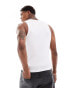 Фото #4 товара ASOS DESIGN muscle fit vest in white with slogan chest print