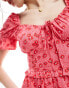 Фото #2 товара Wednesday's Girl bow detail playsuit in pink and red