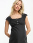 ASOS DESIGN Maternity soft denim mini tea dress in washed black