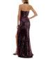 ფოტო #2 პროდუქტის Juniors' Sequined High-Slit Evening Gown