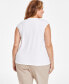 Plus Size Solid Ruffled-Front V-Neck Cap-Sleeve Top