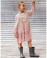 Girl Pleated Lame Fabric Loose Dress Sparkling Rose - Child