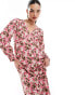 Wednesday's Girl bloom floral long sleeve tea dress in pink