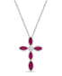 Sterling Silver Simple 1 5/8 (ct. t. w.) Lab Grown Ruby and Lab Grown White Sapphire Marquise Bezel Set Cross Pendant Necklace