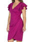 ფოტო #4 პროდუქტის Women's V-neck Ruffle Sleeve Knee Length Dress