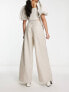 Фото #2 товара ASOS DESIGN high waisted wide leg trouser in stone