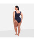 Фото #3 товара Plus Size Essential Square Neck Swim Top - Navy