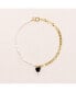 18K Gold Plated Chain, Freshwater Pearls with Black Heart Charm - Kuro Necklace 17" For Women
