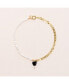 ფოტო #1 პროდუქტის 18K Gold Plated Chain, Freshwater Pearls with Black Heart Charm - Kuro Necklace 17" For Women