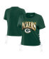 Фото #1 товара Women's Green Green Bay Packers Lace Up Side Modest Cropped T-Shirt