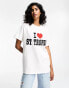 ASOS DESIGN oversized t-shirt with I heart st tropez graphic in white Белый, XS - EU 32-34 - фото #1